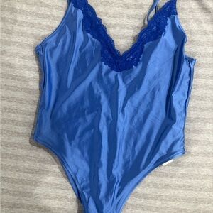 Aerie Cobalt Blue Lace Trim one piece